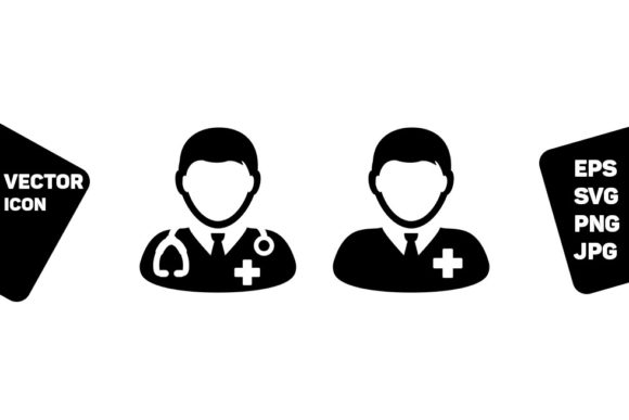 Client Icon Vector with Male Doctor Sign for Graphics and Icons