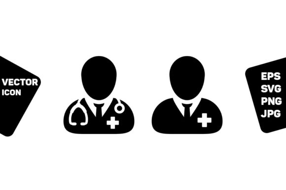Health Icon Vector Male Doctor Patient Graphics and Icons