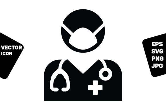Healthcare Icon Vector Doctor Face Mask: Graphics & Icons