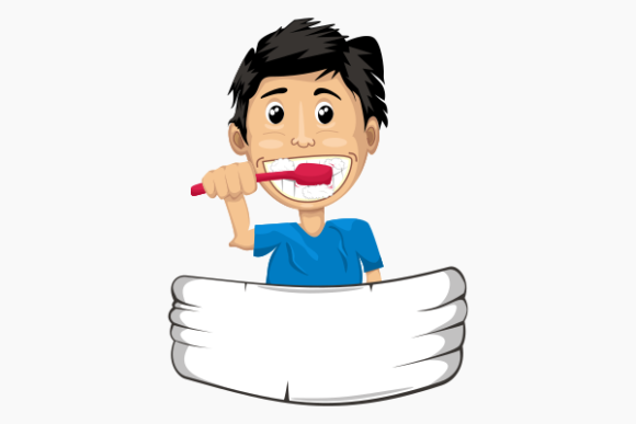Kid Brushing Teeth Vector: Graphics & Illustrations