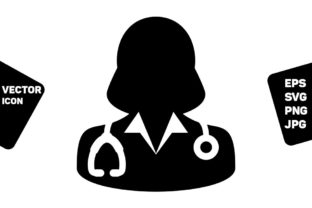 Physician Icon Vector: Female Graphics & Icons